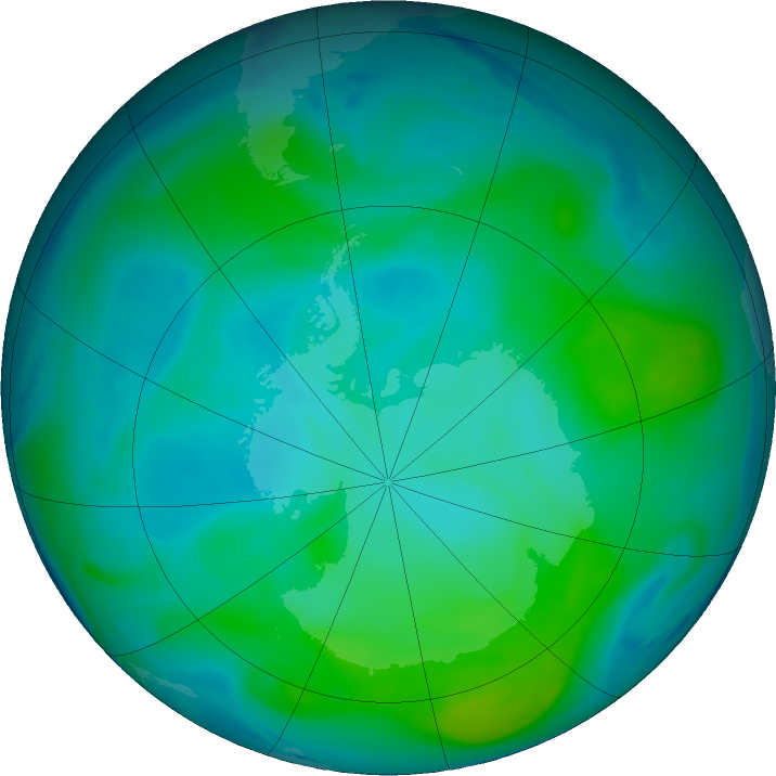 Antarctic ozone map for 02 February 2025